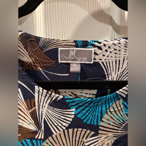 JM Collection Blue Patterned Blouse - Picture 4 of 4